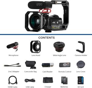 ORDRO AC3 Camcorder 4k Video Camera 60FPS Vlogging Camera IR Night Vision Video Recorder WiFi Camera