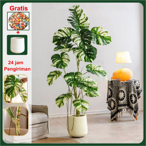 Tanaman hias Artificial DAUN PALEM PLASTIK DAN POT 85CM DAUN PALEM JUMBODAUN ARTIFICIAL DAN PALSU DAUN PLASTIK DEKORASI TANAMAN HIAS MURAH