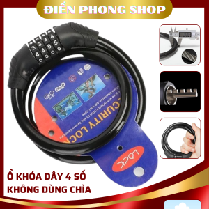 Ổ khóa dây 4 số chống trộm dây cáp khóa số không dùng chìa tiện lợi sử dụng cho xe đạp xe máy cửa rào....