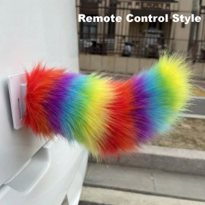 DOHOHO Fluffy Remote Control Electric Bicycle Tail Realistic Rechargeable Car Wagging Moving Tail Creativity Versatile Motorcycle Tail Ornament All Vehicles