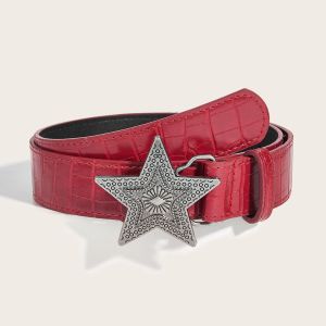 HEALMEYOU Gothic Star Belt Subculture PU Leather Star Buckle Waistband Fashion Spicy Girl Y2K Belt