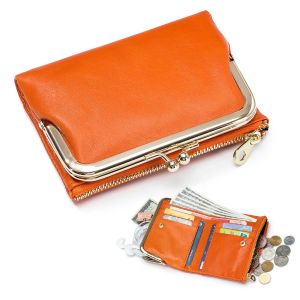 Smart King Short Wallet for Women Fashion Genuine Cow Leather Clip Coin Purse Simple Storage Clutch Wallet Europe Style 8266