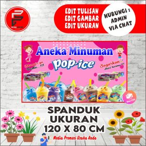 Spanduk Banner Aneka Minuman Pop Ice Ukuran 120 x 80 cm