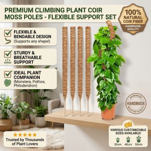 Plant Support Stick Bendable Coco Coir Moss Pole Plant Cage Climbing Pole Plant Support Extension Garden Tools