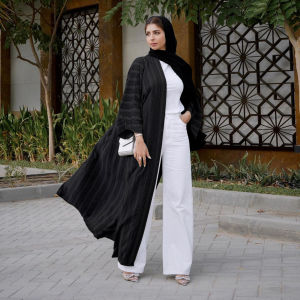 Eid Djellaba Abaya Dubai Long Sleeve Muslim Dress Kimono Opened Abaya Dubai Turkey Muslim Cardigan Islam Abayas