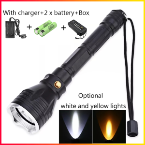 MGOB Diving Flashlight LPX8 Deep Waterproof Brightness up to 1280 Lumen Xm-L2 Lamp Beads Diving Night Strong Light Long Distance Efficient Heat Dissipation Wear-Resistant Coating Is Suitable for Underwater Deep Sea Caves