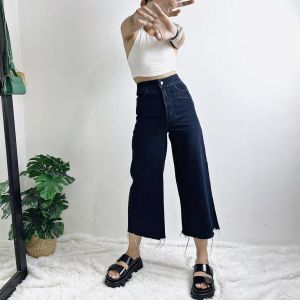 เคลียสต็อค Wide leg jeans กางเกงขายาว ผญ ทรงขาบาน พร้อมส่ง S-XL กางเกงยีนส์ผู้หญิง ขา 5 ส่วน ยาว 34-35 นิ้ว ผ้ายีนส์ไม่ยืด