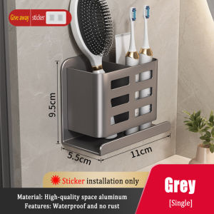 MEIDOO Multi-functional Toothbrush Holder Toothbrush Storage Drill-Free Toothbrush Holder Aluminum Waterproof and Rustproof