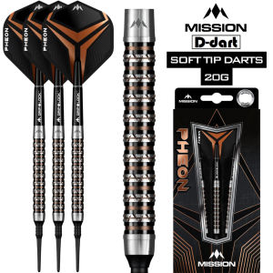 MISSION SOFT TIP DART - 20G Pheon Electro Black Bronze 90% Tungsten Soft Darts