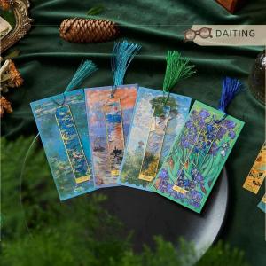 DAITING Creative Oil Painting Metal Bookmark Tassel Pendant Student Gift Reading Book Clip School Office Supplies Ruler Pagination Mark