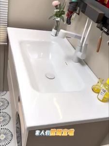 UrbanSpace SG-Solid Wood Bathroom Cabinet With Washing And Drying Washing hine Ceramic Washbasin