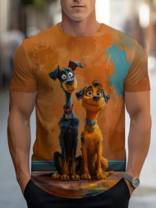 Mens Plus Size 3D Cool Dog Graphic T-Shirt Casual Round Neck Comfortable Summer Tee Streetwear Outdoor Quick-Drying Clothes Man