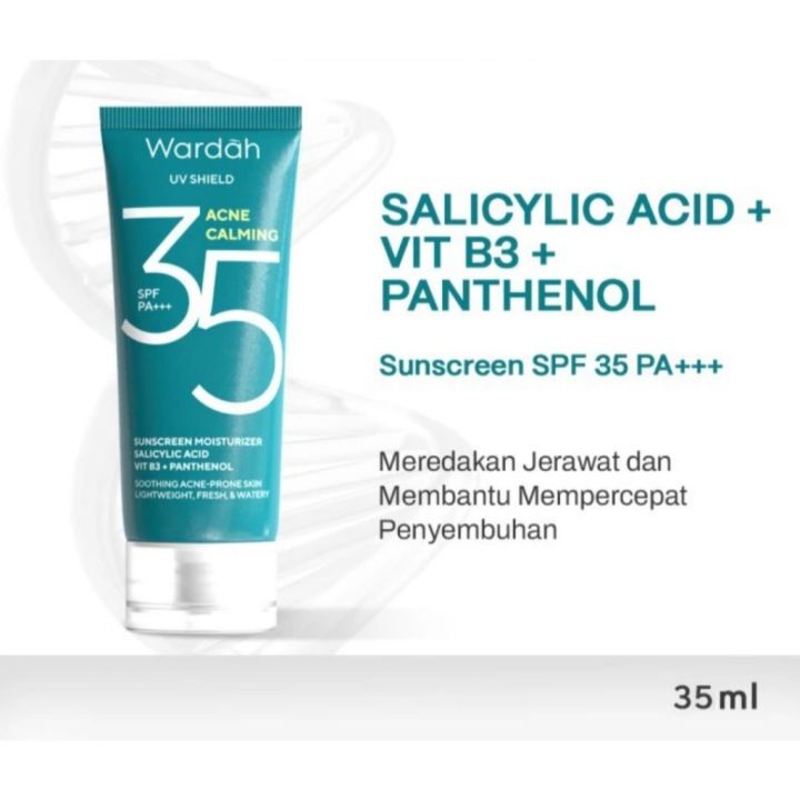 Wardah UV Shield ACNE CALMING  Sunscreen Moisturizer SPF 35 PA+++ 35ML (HIJAU TUA)