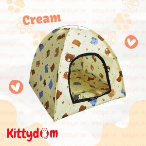 KITTYDOM Tenda Kucing Lipat Portable Motif Fullset Alas Bantal Kasur Tempat Tidur Kucing Anjing Kelinci Cat Kitten Anabul Kandang Hewan Portable Ekonomis