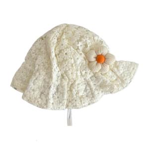 Infant Sun Hat with Elegant Flower Adornment Breathable Fisherman Caps Wide Brimmed Sunhat Stylish Baby Headwear