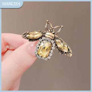 【SHANGZE4】 Vintage Bee Rhinestone Brooch For Women Retro Insect Breast Pin Clothes Corsage Ladies Party Dress Ornaments Jewelry