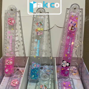 Thước Kẻ Đa Năng Trong Suốt Họa Tiết BabyThree 30cm-Thước Học Sinh Kim Tuyến Gấp Gọn-PAKICO