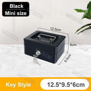 Steel Cash Box Safe with Key Lock/Combination LockMoney Safe Box with Removable Coin Tray 2 Layers Cash Drawer