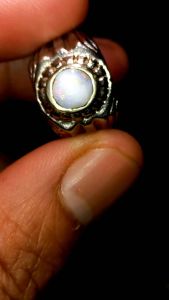 Kalimaya Milky Asli Banten & Jarong Biang Anti Senter: Ukuran 65x63x3mm & Ring Alpaka No75/8
