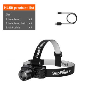 SUPERFIRE HL50 Headlamp LED Mini Sports Headlight Zoom Head Flashlight Powerful Lantern Camping Fishing Charging Convenient Headlight