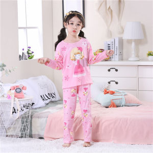 Girls Pajamas Kids Long Sleeve Cartoon Pyjamas Teens Baju Tido Sleepwear