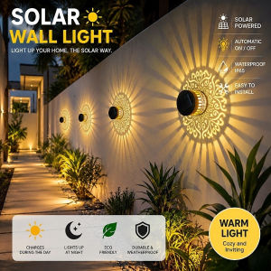 2PCS Solar Wall Light Outdoor Water Resistant for Garden Lamp Christmas Yard Decor