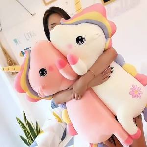 2025 ของเล่นตุ๊กตายูนิคอร์นน่ารักตุ๊กตาหมีกอดตุ๊กตาหมอนยาวสำหรับนอนบนเตียงของขวัญวันเกิดสำหรับเด็กผู้หญิง