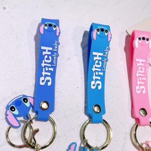 Toys Keychain Anime Figure Stitch Pendant Keychain Sweet Pink Angel Keychains Women Car Keyring Girl Birthday Gift
