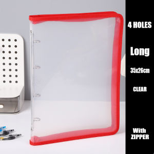 Long 4 Ring Binder Cover Zipper Binder Folder Transparent Binder File Bag Document Organizer