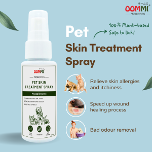 Oommi Probiotic Pet Skin Treatment Spray 60ml l Unscented l Skin Allergies l Sensitive