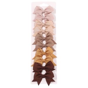 10Pcs/Set Grosgrain Ribbon Kids Bows Hair Clips for Cute Girls Boutique Solid Bowknot Hair Accessories