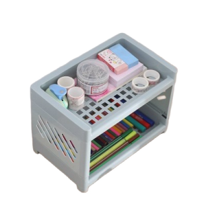 Desktop Double-layer Stationery Storage Rack Dormitory Small Hollow Rack Mini Household Bathroom