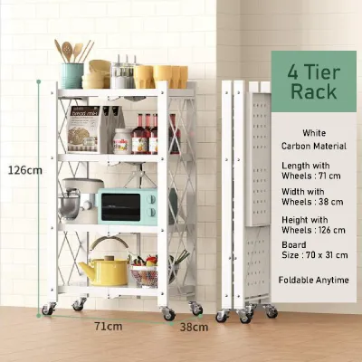 🇸🇬 🔥 Koala Home Folding Kitchen Storage Rack/Shelf Installation-Free with Wheels/Foldable Kitchen Storage Rack/Shelf