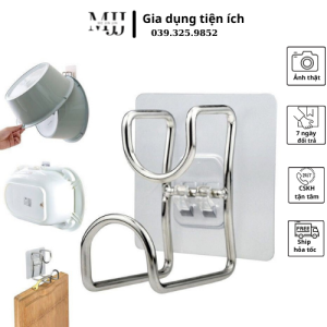 Móc treo thau chậu nhà tắm dụng cụ phòng bếp dán tường bằng inox không cần khoan đục.