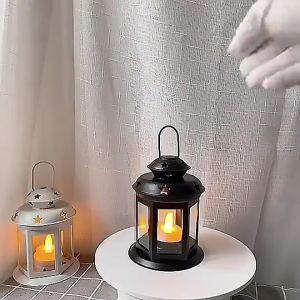 black or white color Iron european Star Pendant Lantern Candle Light Holder Candlestick Vintage French Home Decoration