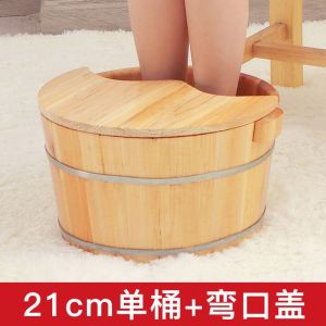 【eoxjk】Clearance 40ซม. สูง Fir Foot Bath ถังไม้ฟุตอ่างอาบน้ำฟุต-อ่างล้างหน้าไม้ Barrel Foot Bath อ่างล้างหน้าไม้ในครัวเรือนพร้อมฝาปิด Zusanli-Foot Spa ถังไม้/ไม้เท้าอ่างสปาถังไม้เท้า Bath นวดเพื่อสุขภาพ