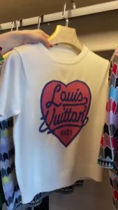 LUCKIN STORE Womens Short Sleeve Sweater Bottom Layer Shirt Top Love Letter Embroidery Loose Sweater 2026 New