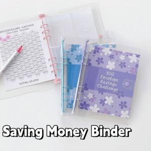 MMLUCK Financial Management 100 Envelope Savings Challenge 100 Envelope Money Saving Planner Organizer New Year Gift Loose-Leaf Binder A5 Budget Binders Set Girls Boys