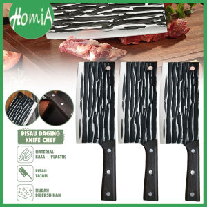 Pisau Dapur Koki Super Tajam Bahan Baja Stainless Tebal / Chef Knife Anti Lengket Serbaguna - HOMIA