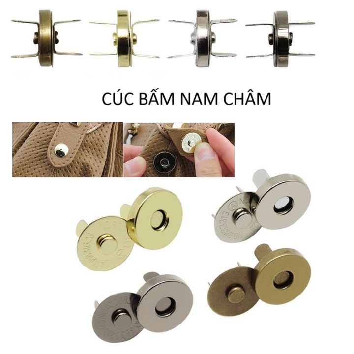 Cúc nam châm đồng - Nút hít cho túi ví, sổ da