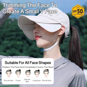 Womens Wide Brim Sun Hat for Outdoor Sports UPF 50 Full Face UV Protection Breathable Quick-Dry Ponytail Friendly Design