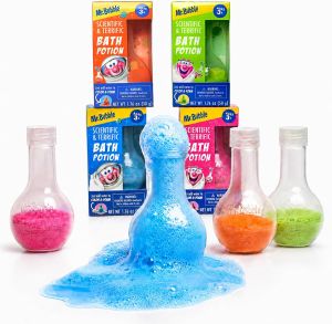 Mr. Bubble Kids Original Bath Potions - Colorful Fizzy Fun - Cool Foam and Bubble Science Beaker Bath Toys (Pack of 4)