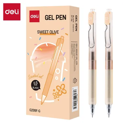 Deli Fragrance Press Neutral Pen 0.5mm ST Head Gel Pen Black Ink EG299F-X 1Pc