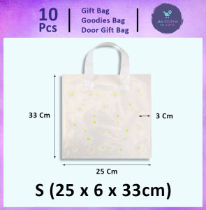 Gift Bag 10pcs Goodies Bag Premium Door Gift Beg (45)Korean Small Fresh Transparent Clear Sun Flower Birthday Wedding Thick Packaging Tote Plastic Bag