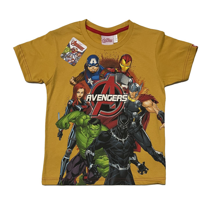 Disney Marvel Avengers Heroes Company Boys Kids And Toddlers Mustard T ...