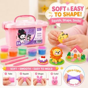Kids Ultra Light Clay Set 12 24 Colors With Tools Portable Box DIY Modeling Art Craft Toy