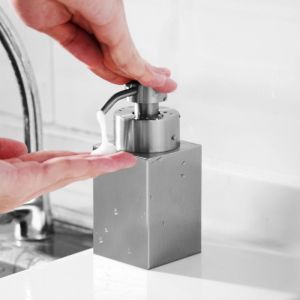 ZM10Q Square Stainless Steel Foaming Bottle Leak Proof Refillable Foaming Soap Dispenser Portable Rust-Proof Hand Sanitizer Jar Kitchen Sink