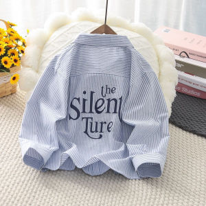 DIIMUU Kids Casual Shirts Boys Striped Tops Long Sleeves Blouses Fit 1-4 Years