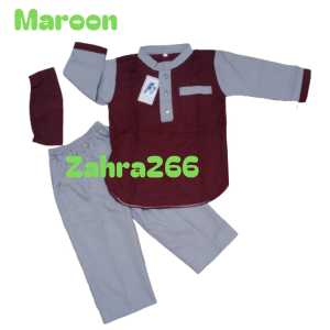 BAJU ANAK COMBINASI LENGAN PANJANG 2 - 13TH BAHAN CATOON / BAJU MUSLIM ANAK POLOS PANJANG TERMURAH