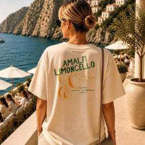 [Local Stock] HBESTY  Funny 90s Y2K Italian Coast Lemon Graphic Women Loose T Shirt Amalfi Limoncello Coastal Getaway Summer Travel Friend Gift Tee
